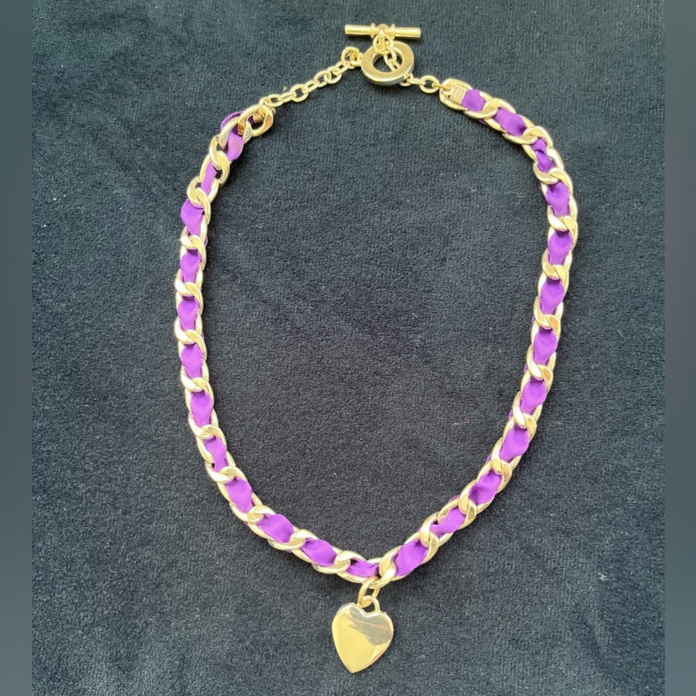 Silver and Lilac Chain Link Necklace